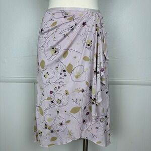 Express Faux Wrap Pull On Midi Skirt Sz L Twilight Mauve Floral Fairy Y2K Skirt